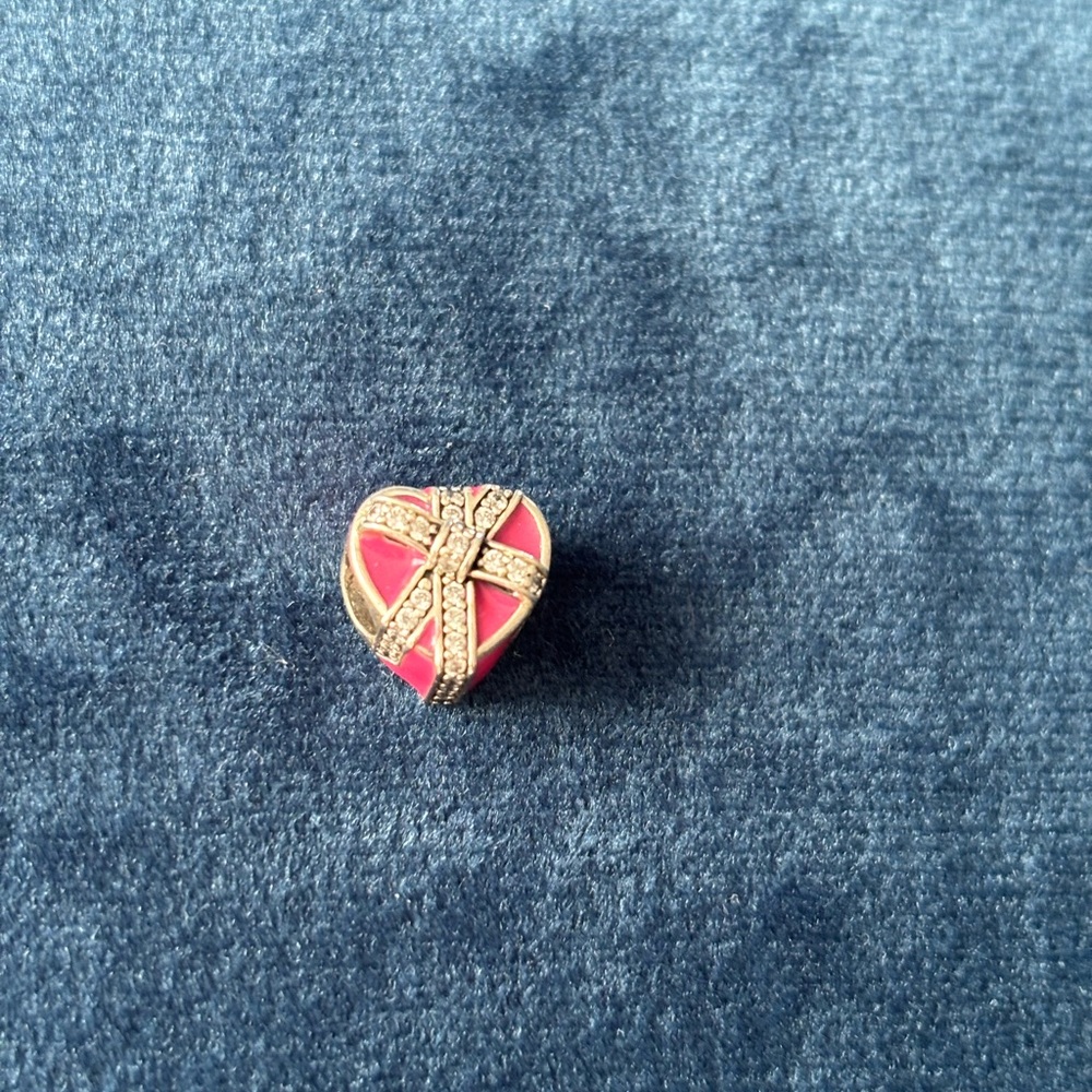 Pandora Pink and Silver Heart Bracelet Charm